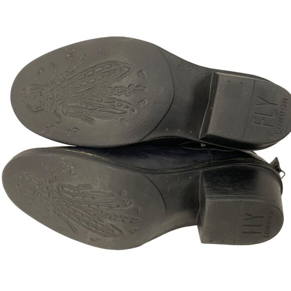 Rare VTG Fly London Womens Black Leather Ankle Boots Rear Zipper US 9 EUC 7915 - Picture 9 of 10